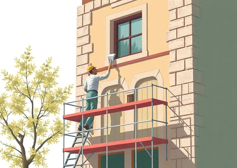 Ravalement de façade en pierre, nettoyage et application d'enduit